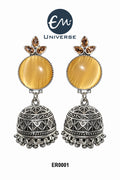 Antique Silver Oxidised Jhumka Earrings